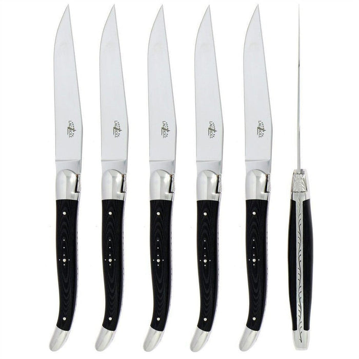 Forge de Laguiole 6 Piece Steak Knife Set Fabric Series Black