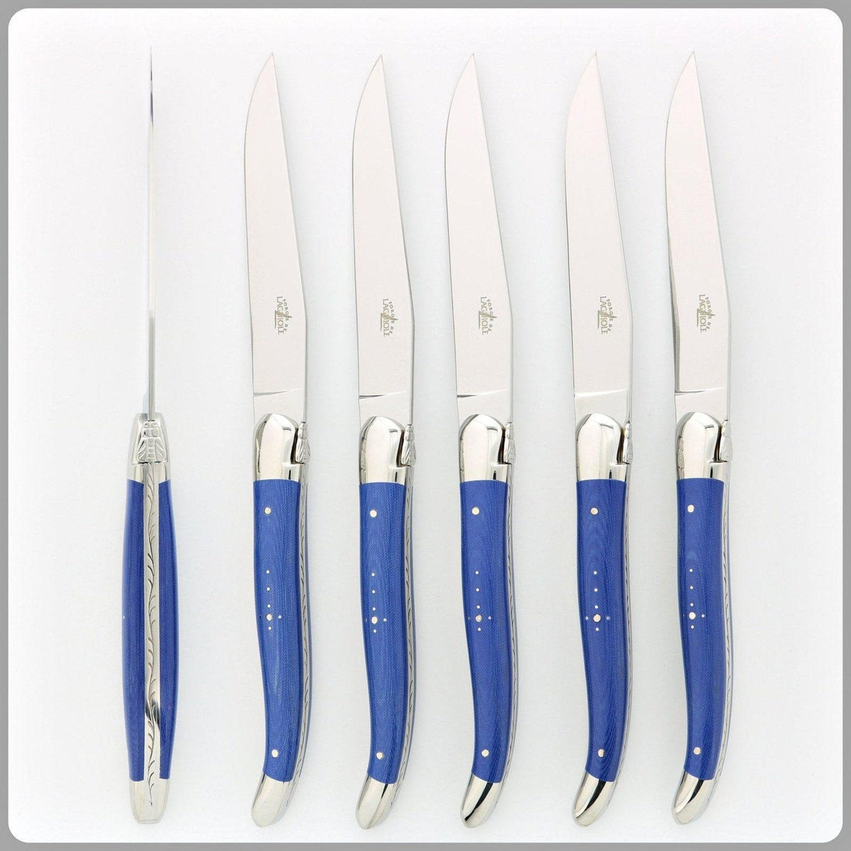 Forge de Laguiole 6 Piece Steak Knife Set Fabric Series Blue