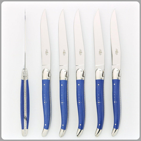 Forge de Laguiole 6 Piece Steak Knife Set Fabric Series Blue