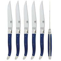 Forge de Laguiole 6 Piece Steak Knife Set Fabric Series Blue