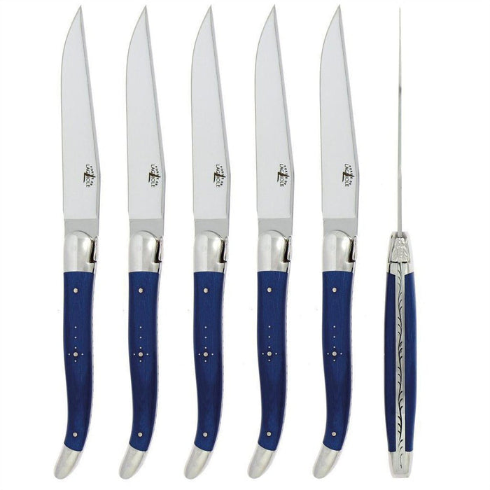 Forge de Laguiole 6 Piece Steak Knife Set Fabric Series Blue