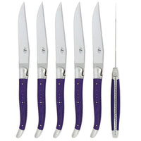Forge de Laguiole 6 Piece Steak Knife Set Fabric Series Purple