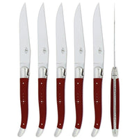 Forge de Laguiole 6 Piece Steak Knife Set Fabric Series Red