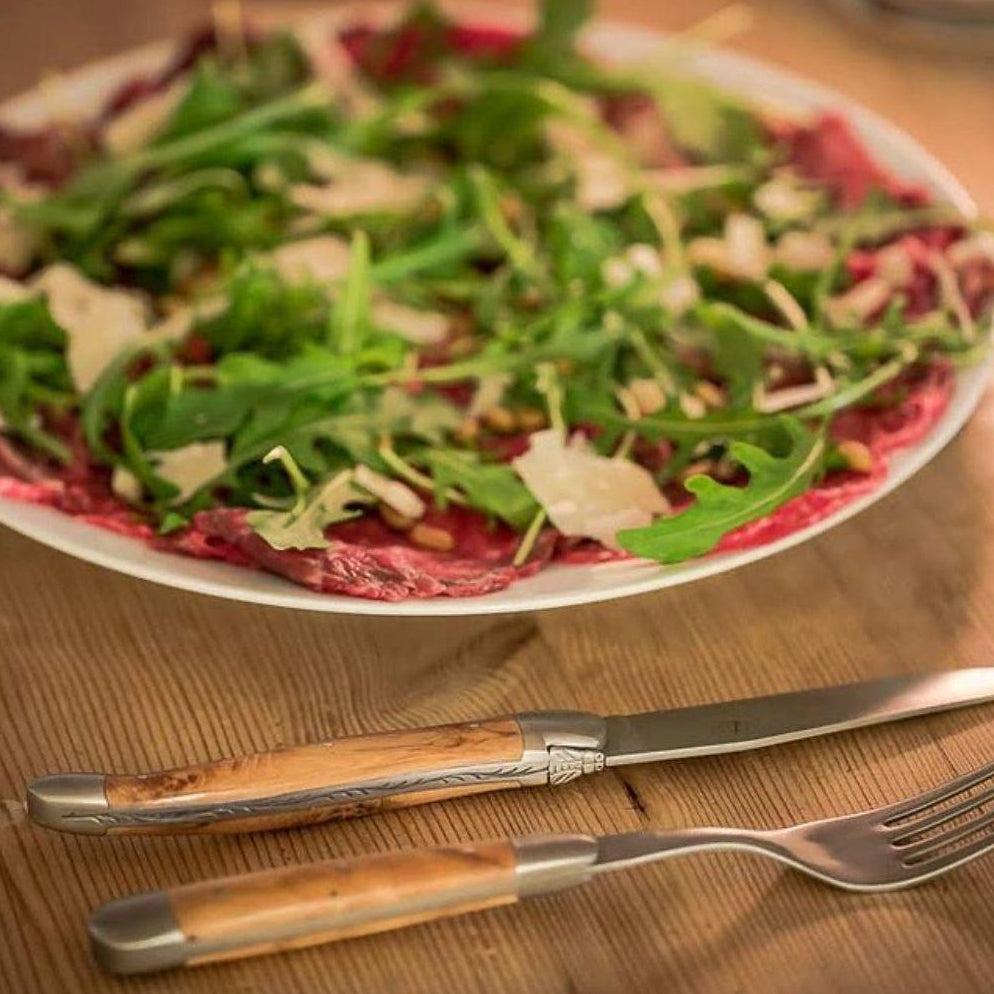 Forge de Laguiole 6 Piece Steak Knife Set Juniper Handle Satin Finish