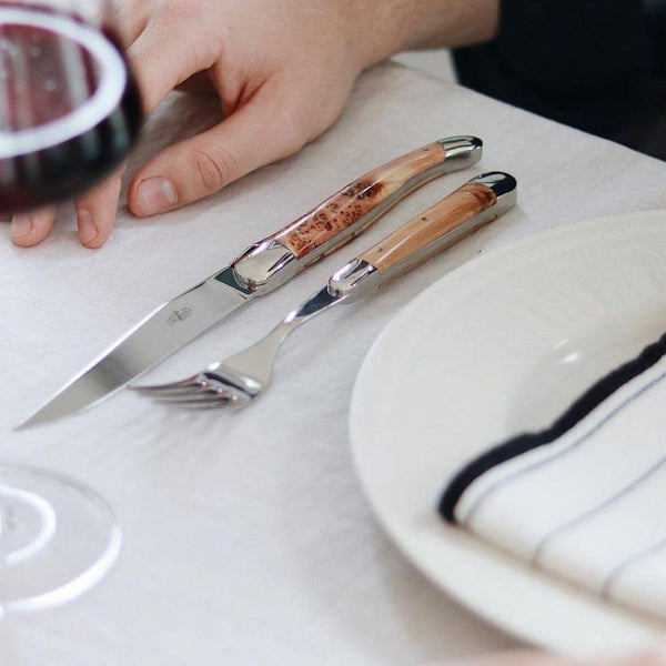 Forge de  Laguiole 6 Piece Steak Knife Set  Glossy Juniper Handle