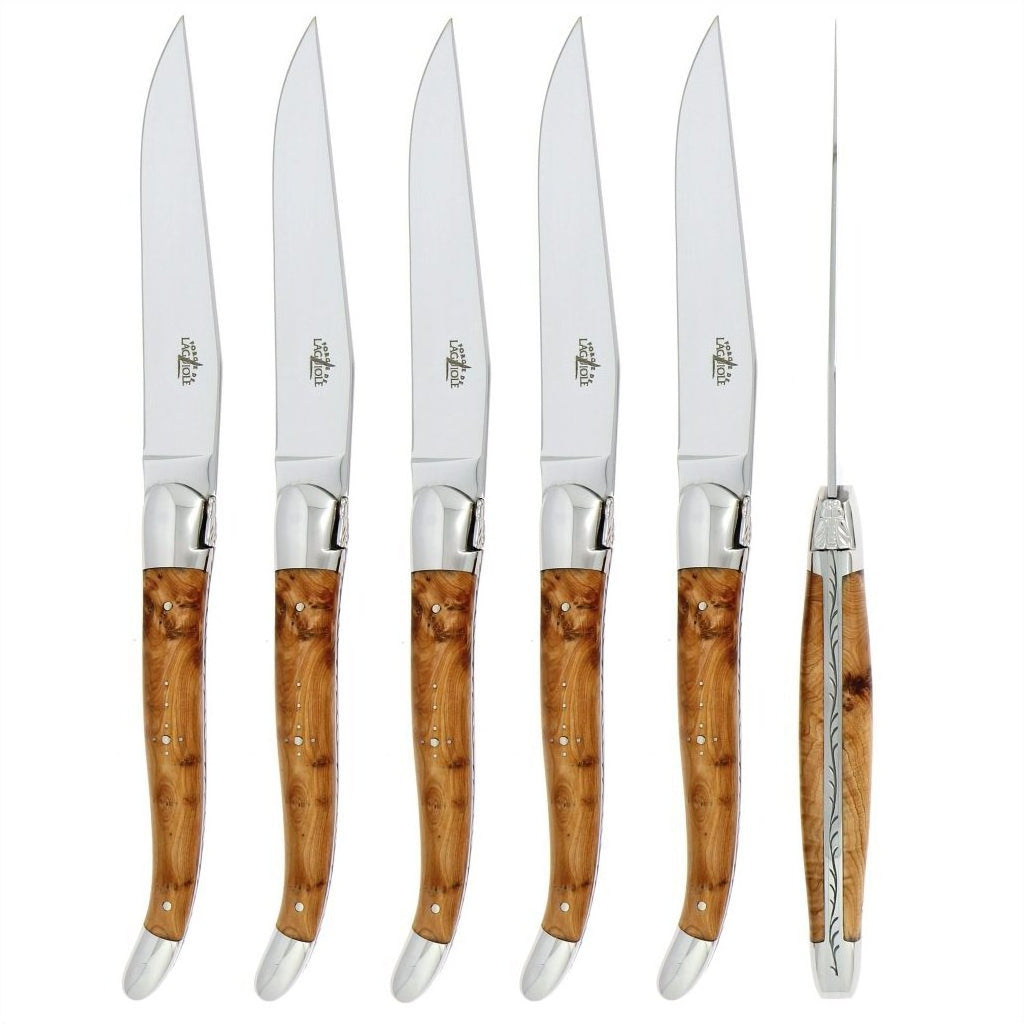 Forge de  Laguiole 6 Piece Steak Knife Set  Glossy Juniper Handle