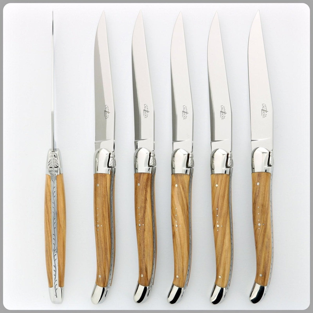 Forge de  Laguiole 6 Piece Steak Knife Set Olive Wood Handle