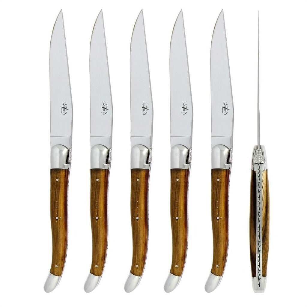 Forge de  Laguiole 6 Piece Steak Knife Set Pistachio Wood Handle