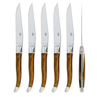 Forge de  Laguiole 6 Piece Steak Knife Set Pistachio Wood Handle