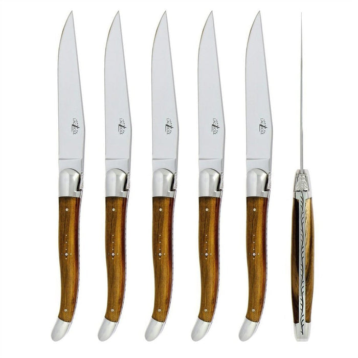Forge de  Laguiole 6 Piece Steak Knife Set Pistachio Wood Handle