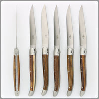 Forge de Laguiole 6 Piece Steak Knife Set Pistachio Wood Satin Finish
