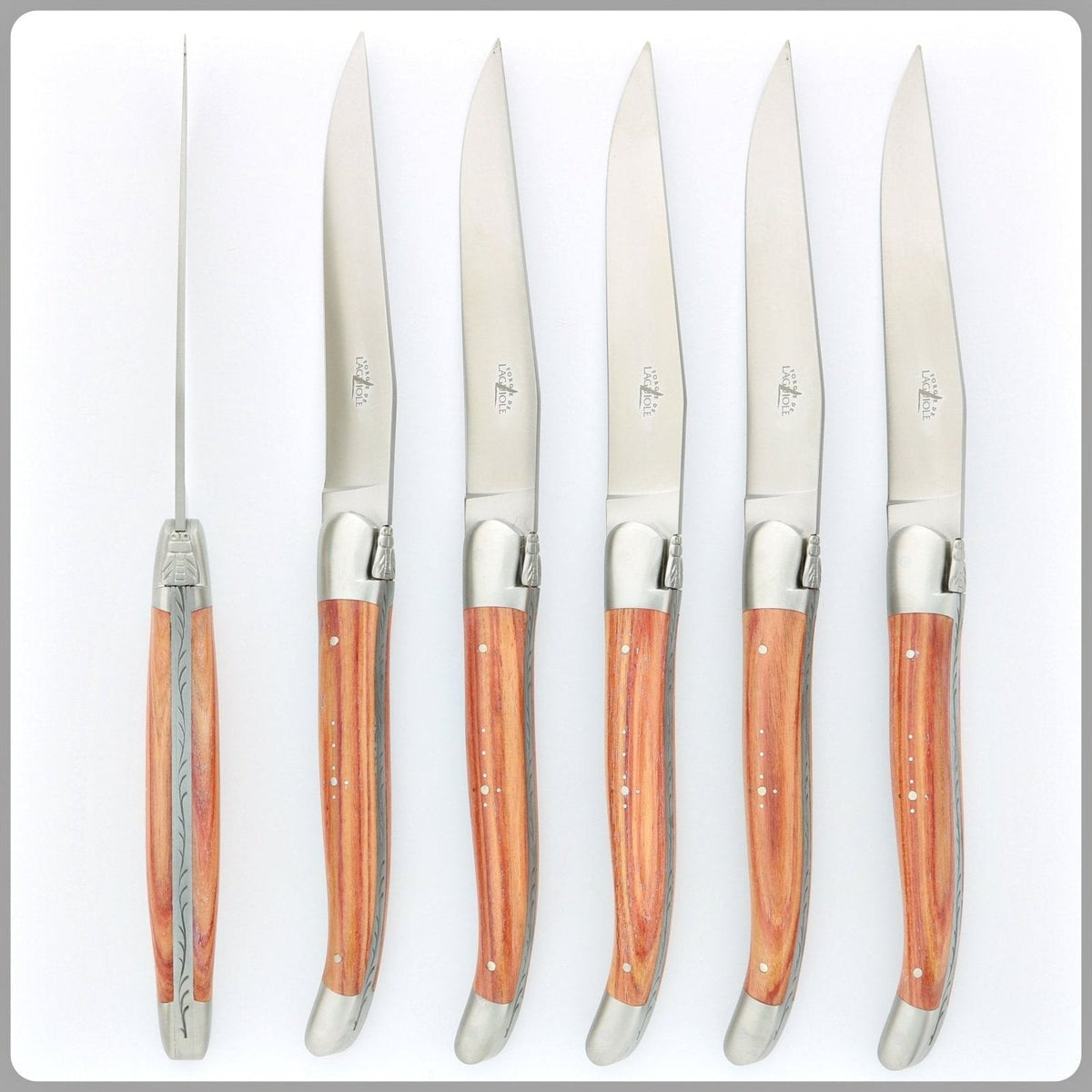 Forge de Laguiole 6 Piece Steak Knife Set Rosewood Satin Finish