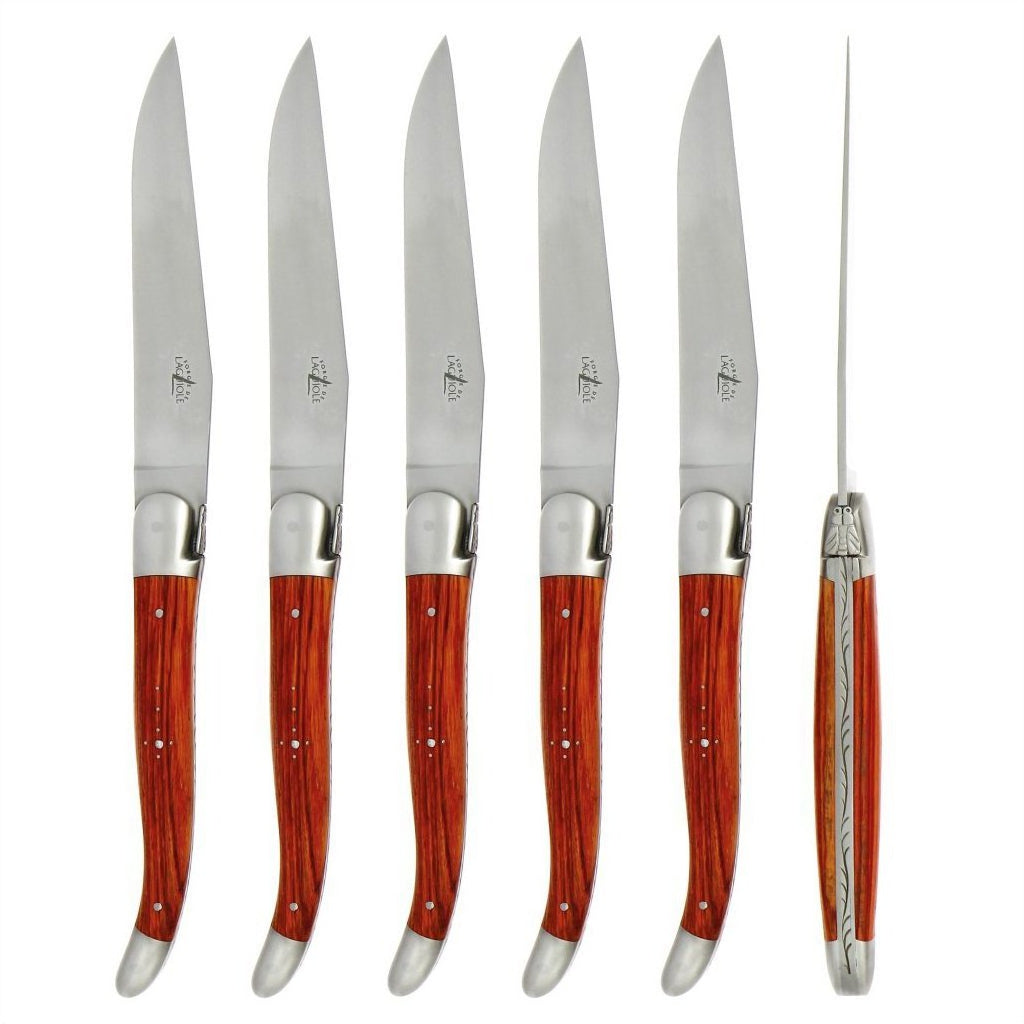 Forge de Laguiole 6 Piece Steak Knife Set Rosewood Satin Finish
