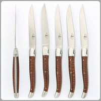 Forge de  Laguiole 6 Piece Steak Knife Set Snakewood Satin Finish
