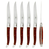 Forge de Laguiole 6 Piece Steak Knife Set Snakewood Satin Finish