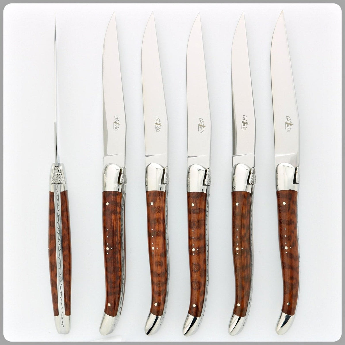 Forge de Laguiole 6 Piece Steak Knife Set Snakewood Shiny Finish