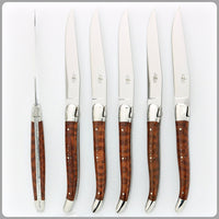 Forge de Laguiole 6 Piece Steak Knife Set Snakewood Shiny Finish