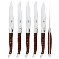 Forge de Laguiole 6 Piece Steak Knife Set Snakewood Shiny Finish