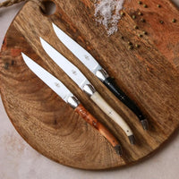 Forge de Laguiole 6 Piece Steak Knife Set Thuya Burl Shiny Finish
