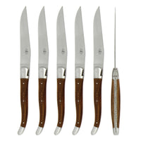 Forge de  Laguiole 6 Piece Steak Knife Set Walnut Satin Finish