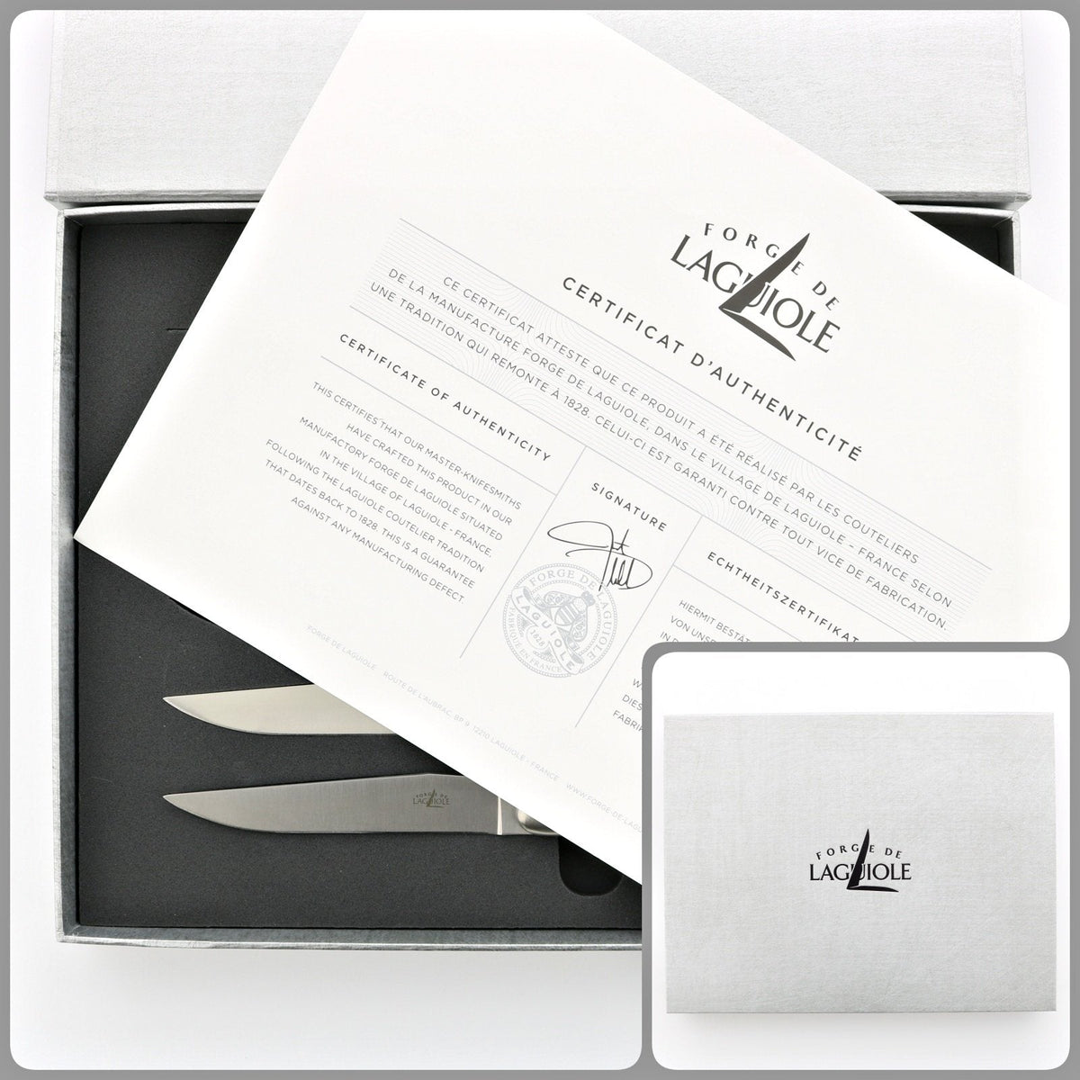 Forge de Laguiole 6 Piece Steak Knife Set Glossy Walnut Handle