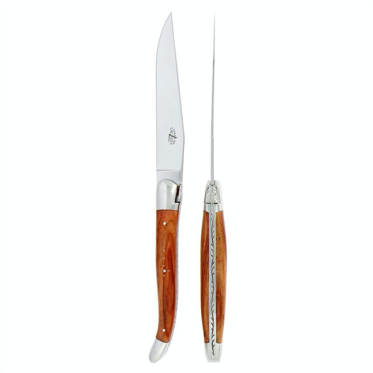 Forge de Laguiole 6 Piece Steak Knife Set Rosewood Shiny Finish | Bone & Brass