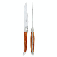 Forge de Laguiole 6 Piece Steak Knife Set Rosewood Shiny Finish | Bone & Brass