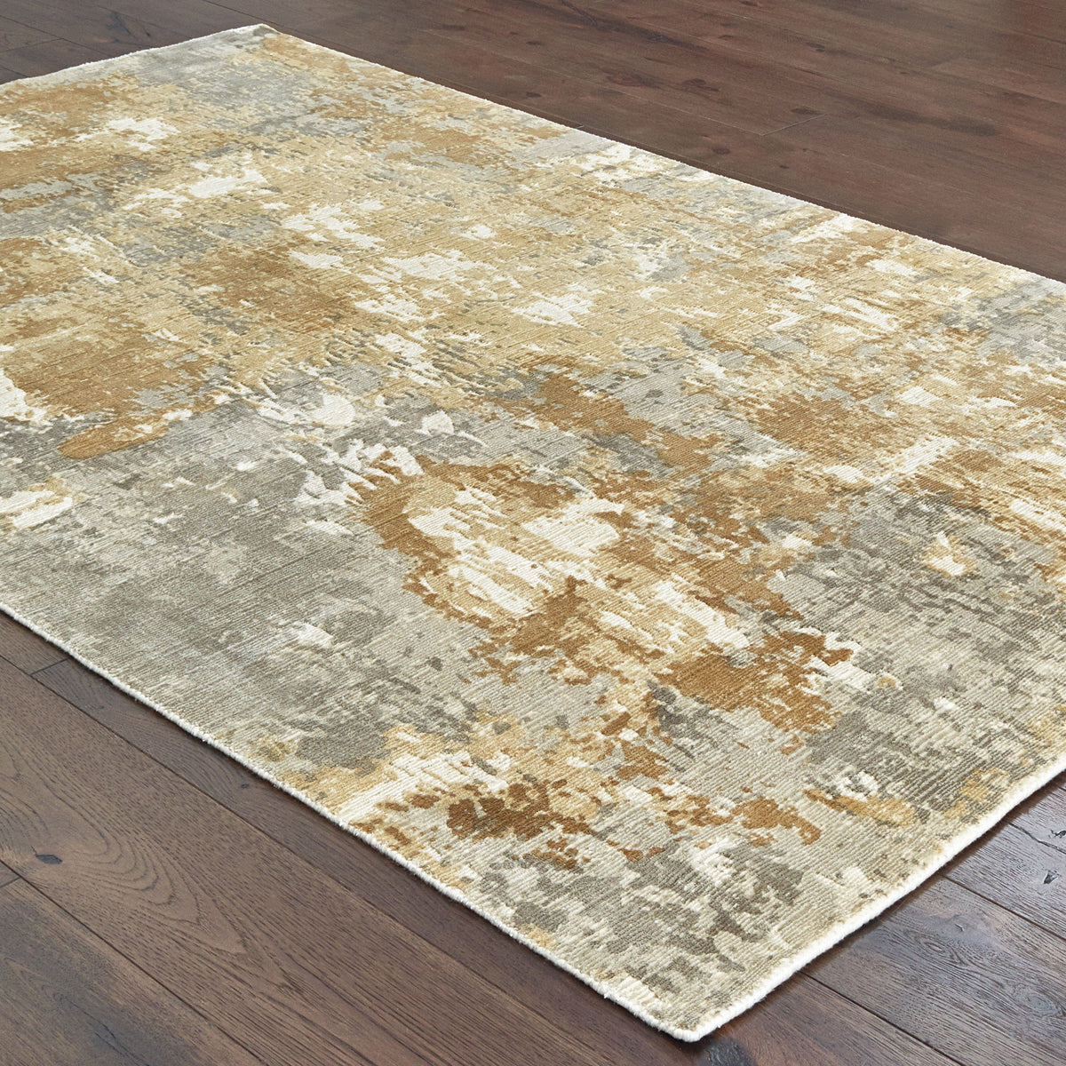 Formations Brown Multi-Colored Casual Rug with organic abstract patterns and hand-carved high-low texture.
