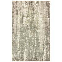 Grey & ivory viscose rug with organic abstract patterns and hand-carved high-low texture.