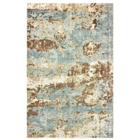 Formations Spa Blue & Brown casual viscose rug with organic abstract patterns and hand-carved high-low texture.