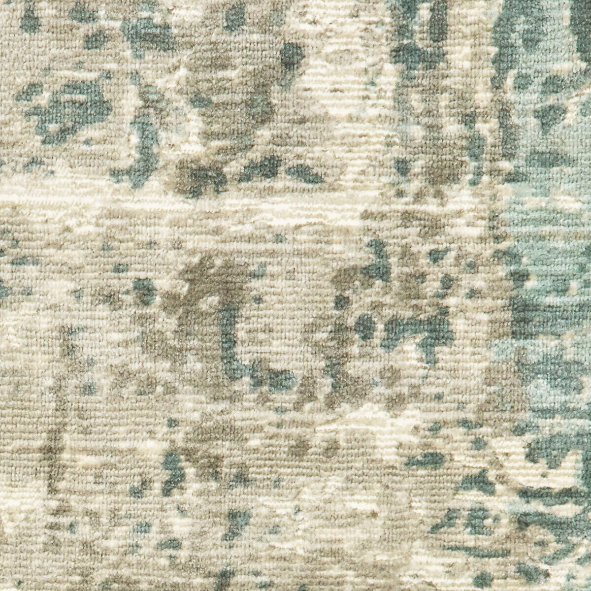 Close-up of Formations Spa Blue & Green Casual Rug with organic abstract patterns and textured viscose.