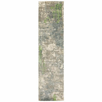Formations Spa Blue & Green casual viscose rug with organic abstract patterns and textured hand-carved design.