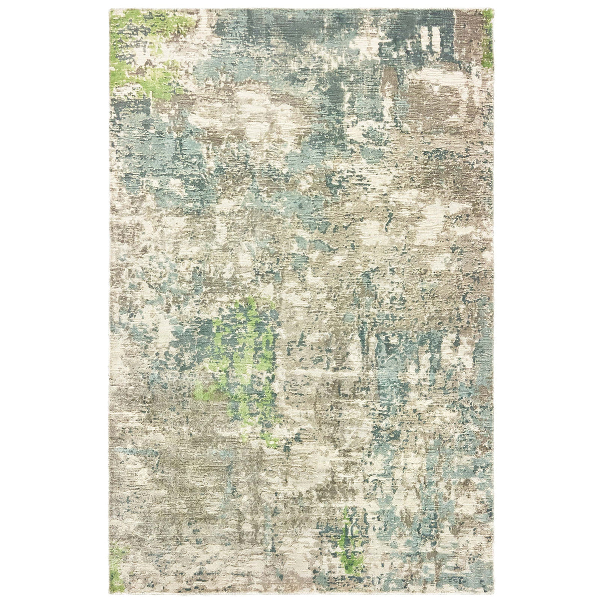 Formations Spa Blue & Green casual viscose rug with organic abstract patterns and textured hand-carved design.