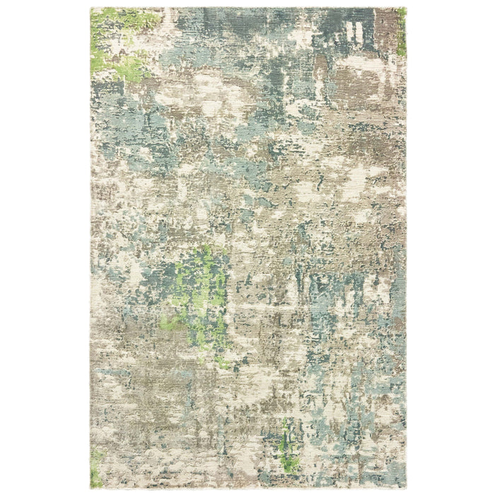 Formations Spa Blue & Green casual viscose rug with organic abstract patterns and textured hand-carved design.