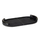 Forte Oval Leather Tray in weathered black with baseball stitching and lace-stitched oversized handles.