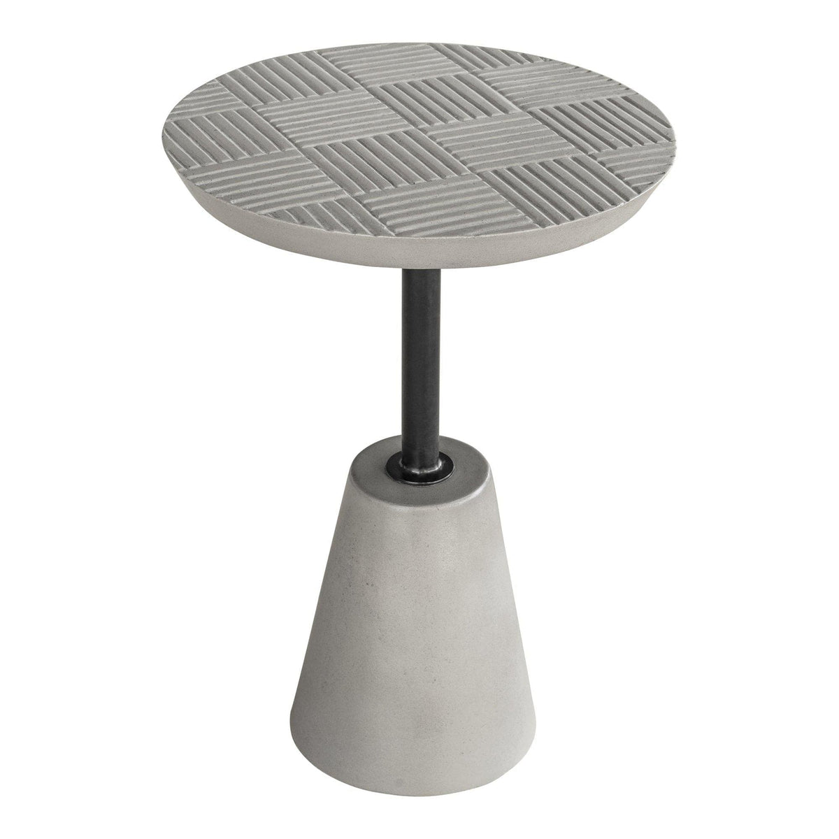 Foundation Outdoor Accent Table Grey - Table Side View | Bone & Brass