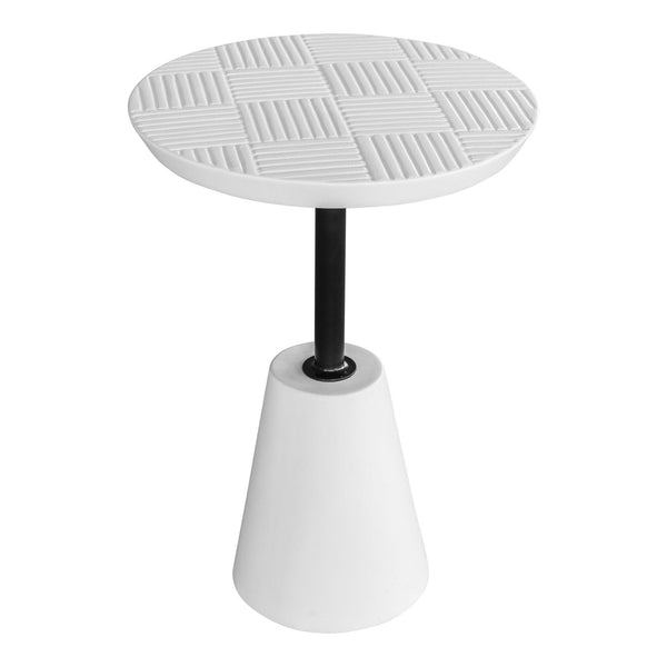 Foundation Outdoor Accent Table White - Table Side View | Bone & Brass