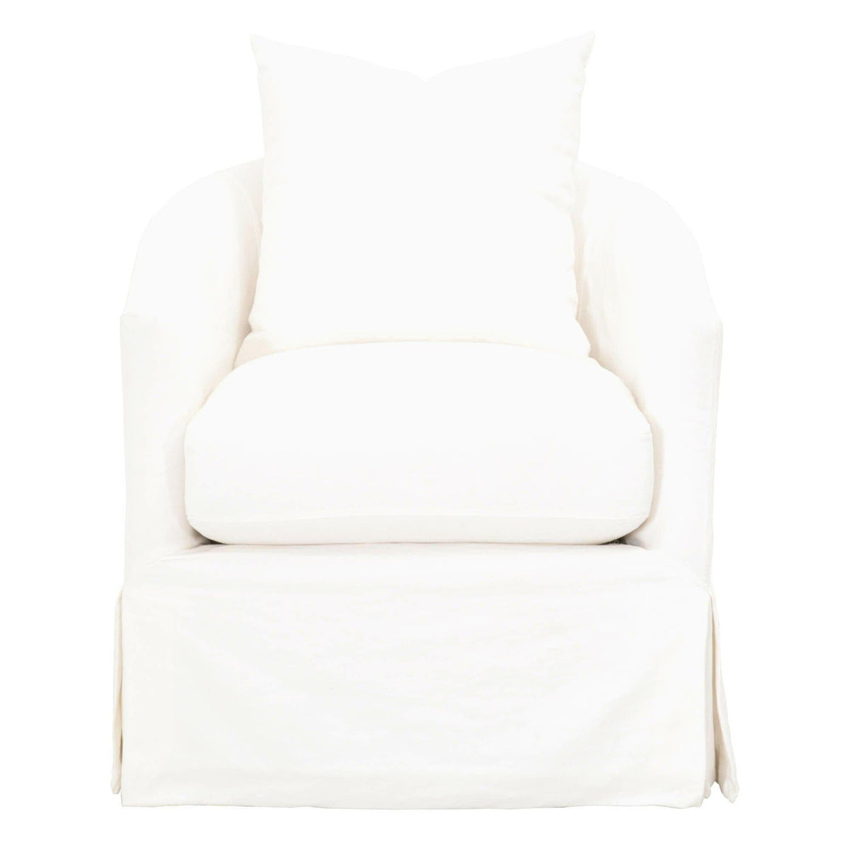 Franco Cream Slipcover Swivel Club Chair - Chair Upholstery Detail | Bone & Brass