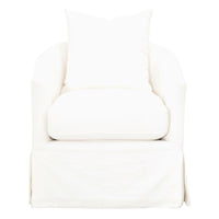 Franco Cream Slipcover Swivel Club Chair - Chair Upholstery Detail | Bone & Brass