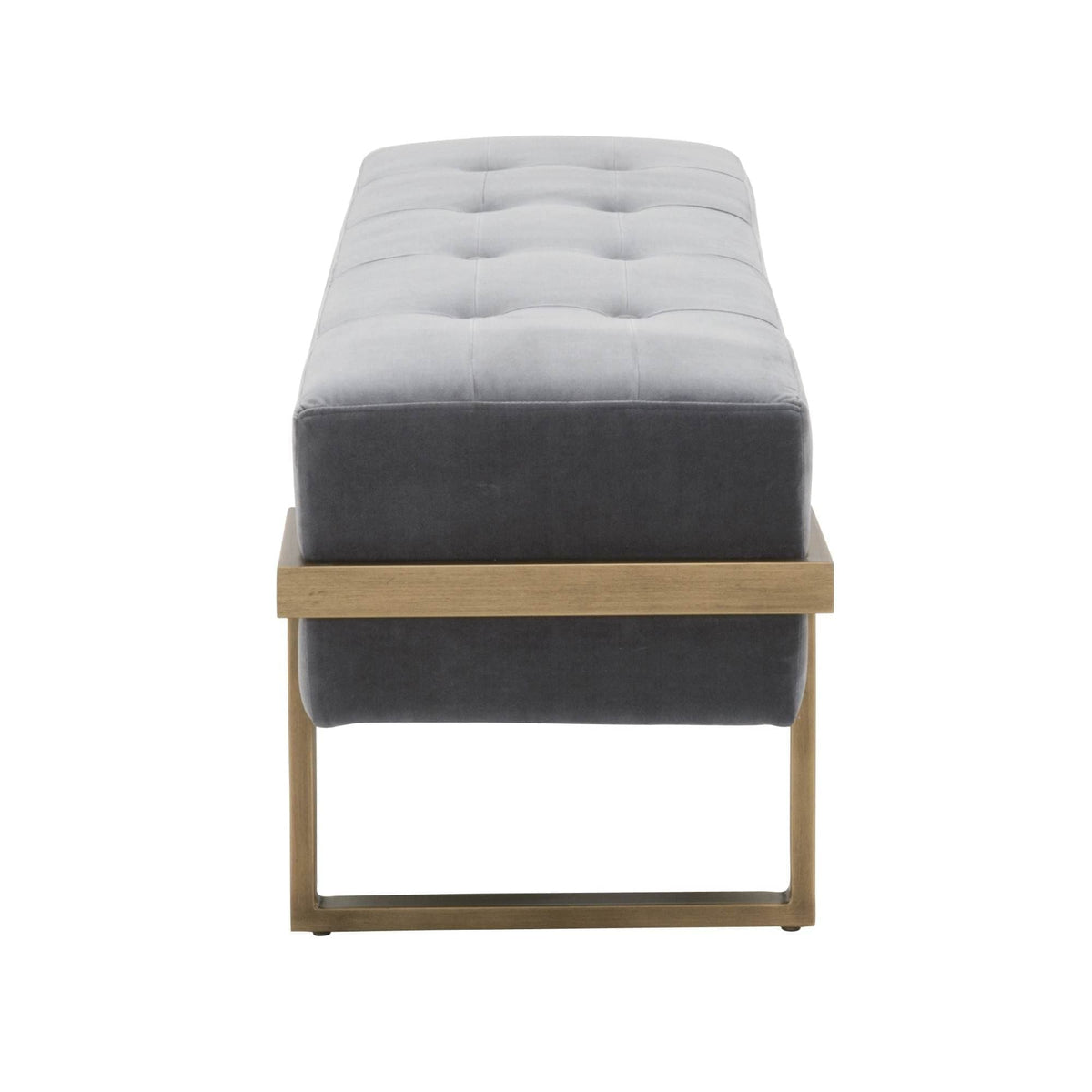 Frannie Gray Velvet Upholstered Bench - Ottoman Detail | Bone & Brass