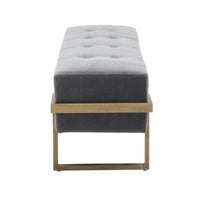 Frannie Gray Velvet Upholstered Bench - Ottoman Detail | Bone & Brass