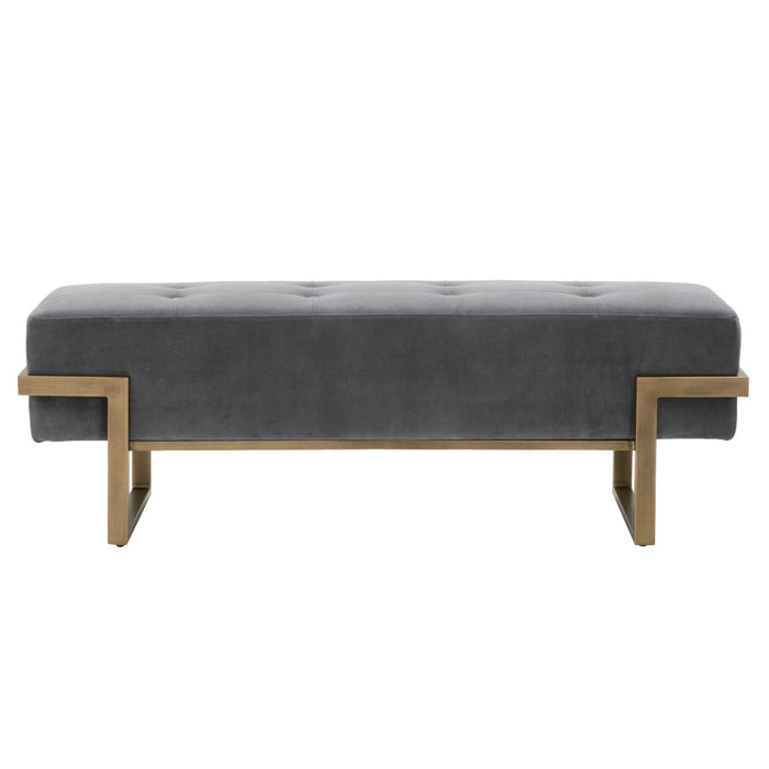 Frannie Gray Velvet Upholstered Bench | Bone & Brass