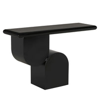 Frayer Black Console Table: sleek matte black industrial steel with a contemporary, geometric design.