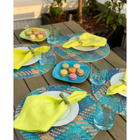 French Riviera Stonewashed Linen Napkins, Set 4 - Napkin Folded View | Bone & Brass
