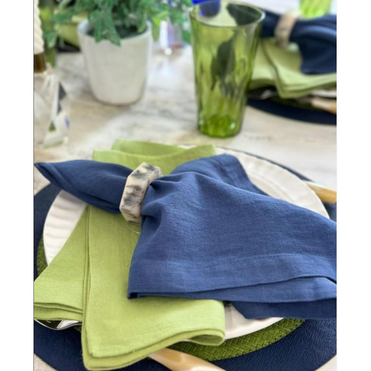 French Riviera Stonewashed Linen Napkins, Set 4 - Napkin Detail | Bone & Brass