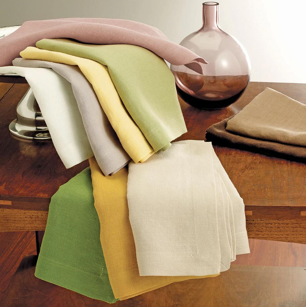 French Riviera Stonewashed Linen Napkins, Set 4 - Napkin Folded View | Bone & Brass