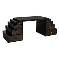 Ambidextrous Desk Hand Rubbed Black with Light Brown Trim