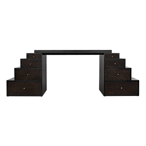 Ambidextrous Desk Hand Rubbed Black with Light Brown Trim