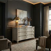 Curved Front 3 Drawer Chest, Vintage Gray - Dresser Side View | Bone & Brass