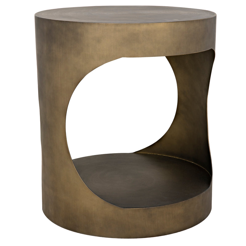 Eclipse Round Side Table Metal with Aged Brass Finish